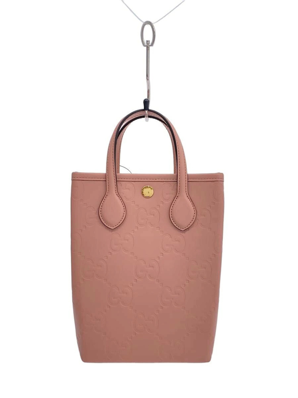 Gucci GG Super Embossed Bag Strap Leather Pink All over
